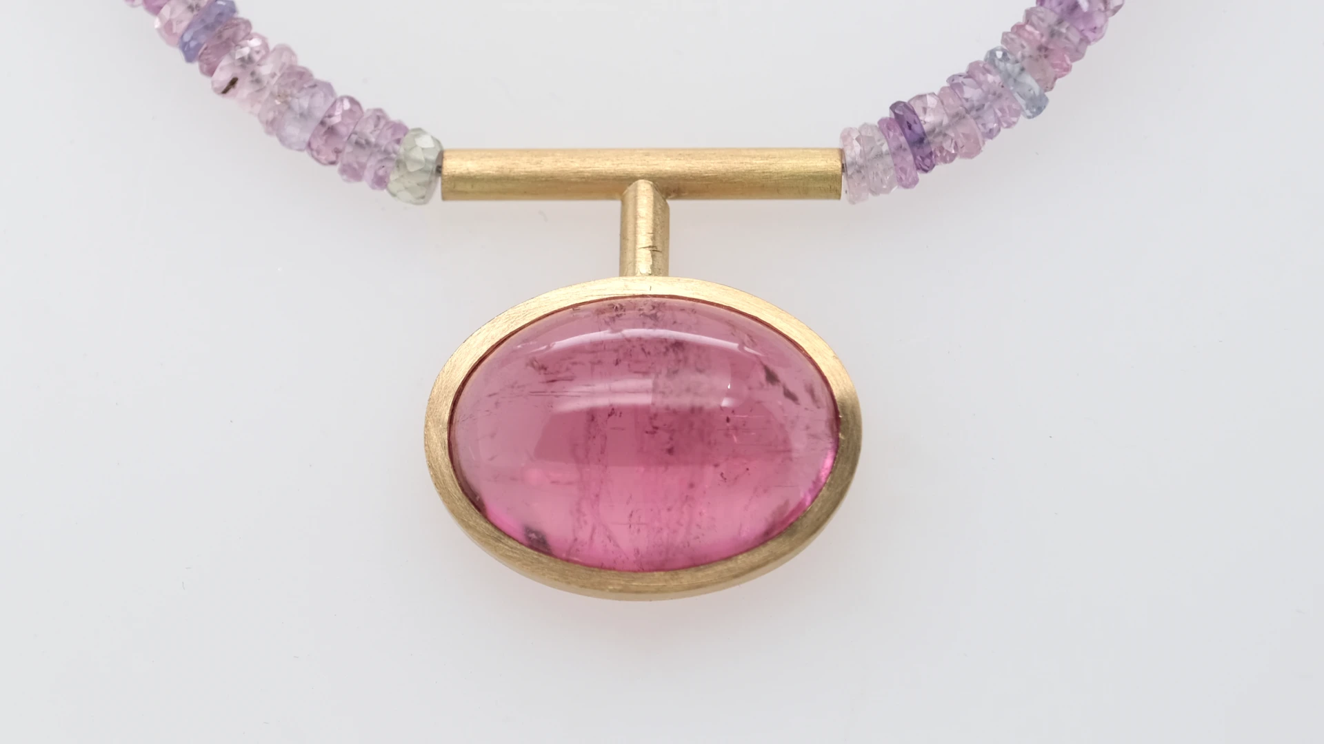 rosa Saphirkette mit Rubellit Anhänger